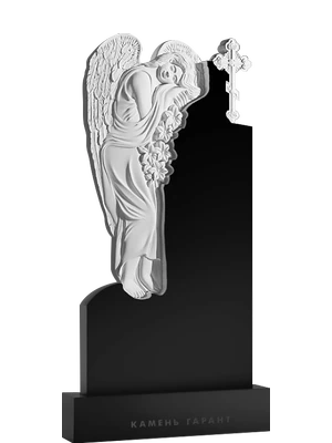 Памятник с объемным барельефом скорбящего ангела в полный рост